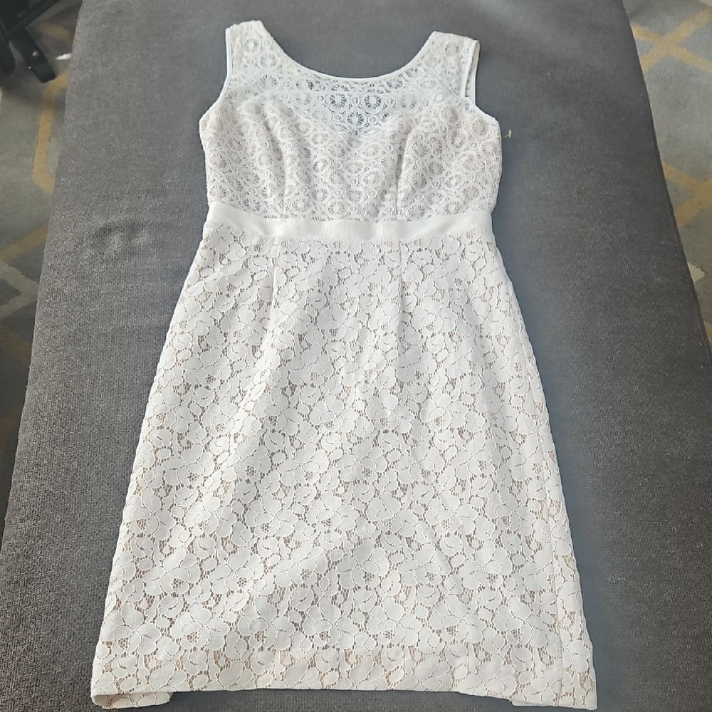 BCBGMaxAzria Ivory Lace Scoop-Neck Midi Dress